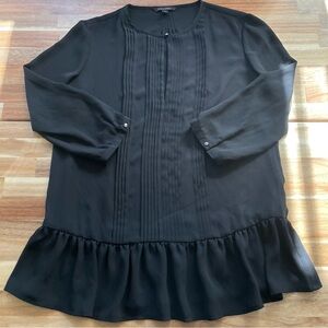 Elegant Black Ruffle Hem Blouse